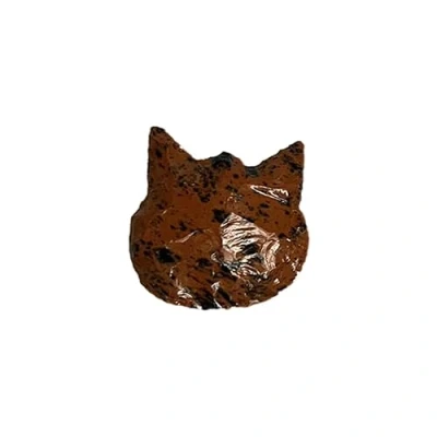 Image of VIE Faceted Cat Face, 2.5x2.5cm, Mahogany Obsidian