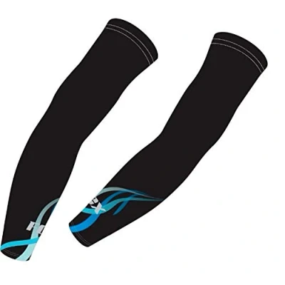 Image of Cycling Arm Warmer Sleeves Outdoor UV Sun Protection Sports Running Driving Unisex Black (Black Blue, Small/Medium)