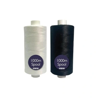 Image of Korbond 1000m Polyester Sewing Thread Hand and Machine (Black &amp; White)