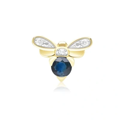 Image of Honeycomb Inspired Blue Sapphire and Diamond Bee Pin in 9ct Yellow Gold