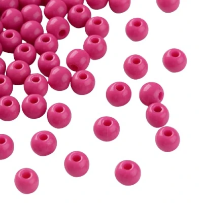 Image of Pack of 200 Opaque Acrylic 6mm Round Large Hole Beads Camellia
