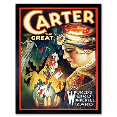 Image of Wee Blue Coo Carter The Great Magician Vintage Advertising Art Print Framed Poster Wall Decor 12X16 Inch