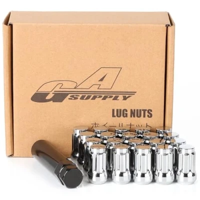 Image of GAsupply 12x1.5 Lug Nuts Spline, Closed End Chrome Acorn Tuner 1.37&quot; Tall 3/4&quot; Hex Conical Seat 60 Degree for Aftermarket Wheels, Pack of 20+1 Spline Socket Key