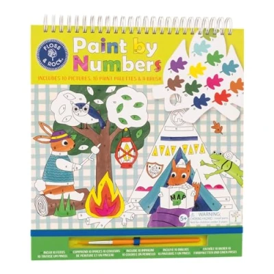 Image of Floss and Ross Eco friendly Paint by Numbers for Kids Adventure Theme Paintbrush Included 10 Pictures