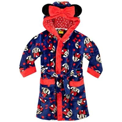 Image of Disney Girls Minnie Mouse Dressing Gown Blue Age 4 to 5 Years