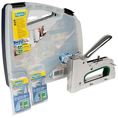 Image of Rapid Heavy Duty Manual Staple Gun PRO R34 for No. 13 Staples, Upholstery with Ergonomic Handle, All Steel Construction, and Easy Loading System (10600521)