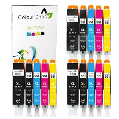 Image of Colour Direct 550XL 551XL Compatible Ink Cartridges for Canon PGI 550 CLI 551 XL Pixma iP7250 MG5650 MX925 MG6450 iX6850 MG5550 MX920 MX725 iP8750 MG6350 MG5450 MG6650 15 Pack (3 Sets)