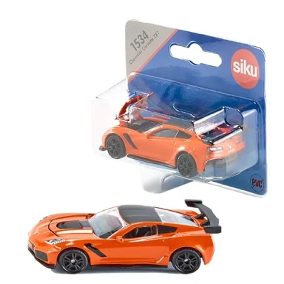Image of siku 1534, Chevrolet Corvette ZR1, Orange/Black, Opening bonnet, Toy vehicle for children