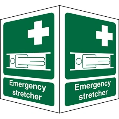 Image of Seco Emergency Stretcher With Two Faces Sign, 150mm x 200mm 1mm Semi Rigid Plastic
