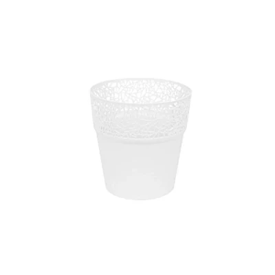 Image of Round Flower Pot with lace 12 cm Tree White