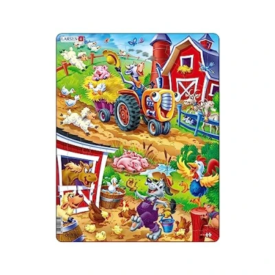 Image of Larsen US15 Happy Days for the Barnyard Animals, 22 Piece Boxless Tray &amp; Frame Jigsaw Puzzle