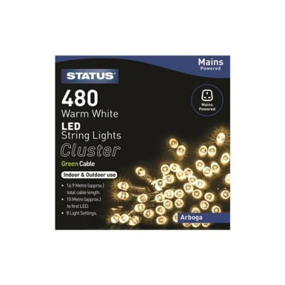 Image of Status Arboga 480 Warm White LED Indoor/Outdoor Mains Powered Cluster Festive Lights