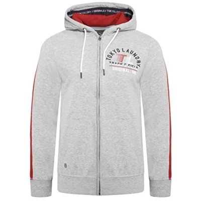 Image of Tokyo Laundry Men&#039;s Timber Lakes Zip Through Hooded Top Light Grey Marl S
