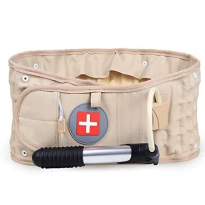 Image of Back Decompression Belt Lumbar Support Inflatable Traction Khaki Spinal Physical Air