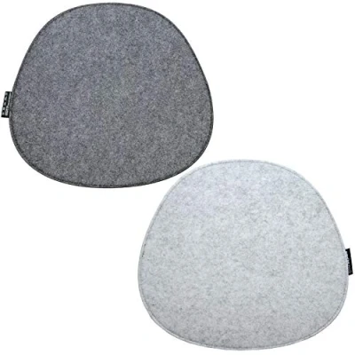 Image of DuneDesign 2 oval Felt Cushions for chairs 40x37cm warm 8mm thin reversible Grey