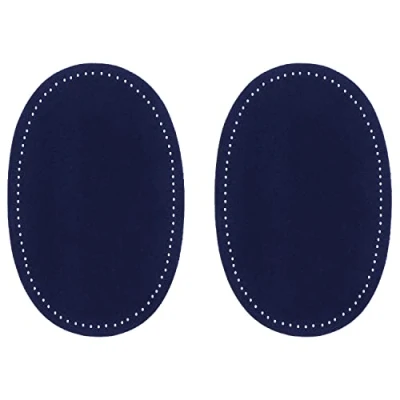 Image of ZUPAYIPA 2Pcs Sew On Fabric Oval Elbow Knee Patches Sweater Trousers Repair Craft Supply Sewing Appliques (Suede Fabric，Blue)