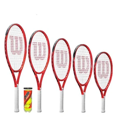 Image of Wilson Federer Junior Tennis Racket, Protective Cover &amp; Balls (19&quot;, 21&quot;, 23&quot;, 25&quot; 26&quot;) (25&quot; + Balls)