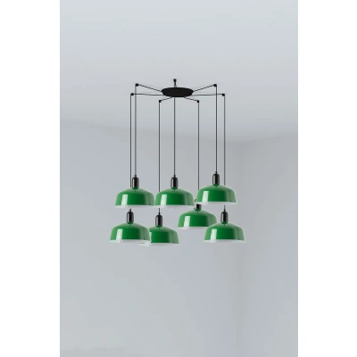 Image of Tatawin Medium Cluster Pendant Ceiling Light Satin Black, Gloss Green 7x E27