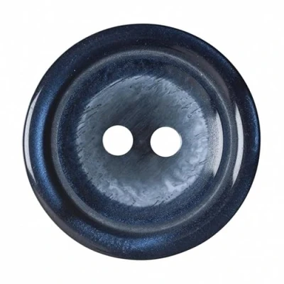 Image of Hemline Round High Rimmed 2 Hole Buttons 20mm Navy (Pk2)