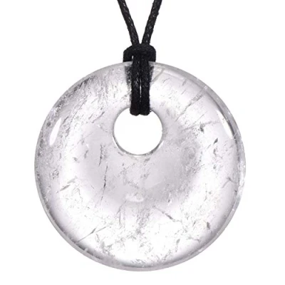 Image of Morella Women&#039;s Necklace 31.5 inch 80 cm gem Stone Donut Pendant Black Obsidian in a Velvet Bag