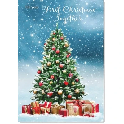 Image of doodlecards 1st First Christmas Together Card Tree and Parcels Medium Size for with Plain Envelope