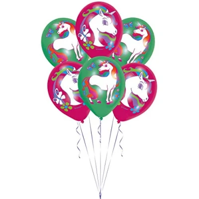 Image of (PKT) Unicorn 4 Colour Latex Balloons 11&quot;/27.5cm (6pk)