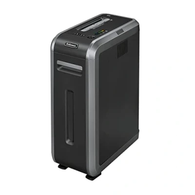 Image of Fellowes Powershred 125i 18 Sheet Strip Cut Performance Shredder with SafeSense and SilentShred Technology for Office Use 53 Litre Bin Security Level P2, Black/Dark Silver