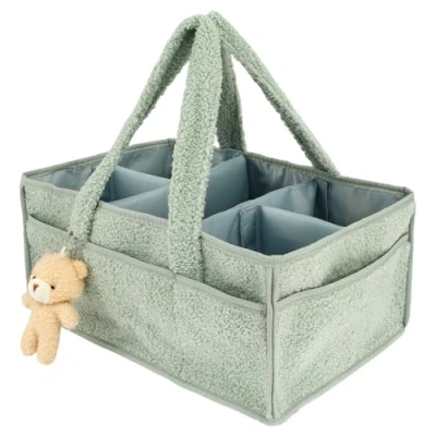 Image of GUIJZSLTRG Baby Nappy Caddy Organiser with Removable Dividers Portable Diaper Felt Nursery Storage Baskets Wipes Bag Newborn Essentials Gifts for Mum, Boy, Girl