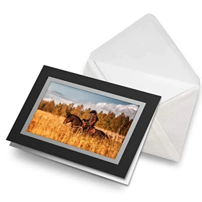 Image of Greeting Cards Black (Insert) Western Cowboy Horse America Wild West Blank Greetings Card Birthday Kids Party Boys Girls #24419