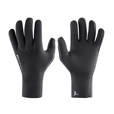 Image of Osprey Wetsuit Gloves, 3 mm Neoprene Surfing Diving Watersport Black, Small
