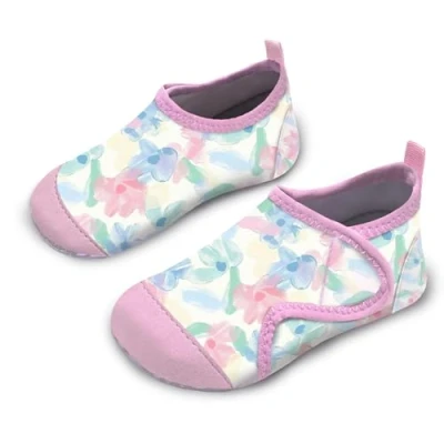 Image of Kids Water Shoes Girls Toddles Baby Beach Swim Aqua Pool Swimming Socks Quick Dry Non Slip for Children&#039;s Barefoot Shoes（Pinkish Blue Flower 26/27）