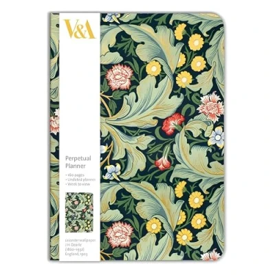 Image of Perpetual Planner Diary 148 x 210mm Leicester Wallpaper Botanical V&amp;A Museum Design Artistic Stationery Undated Journal