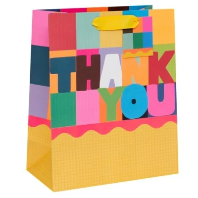 Image of Glick Luxury Gift Bag, Thank You Large Checks Teacher, 26w x 31.5h 13.5d cms, Multi Coloured