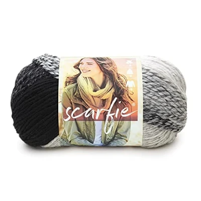 Image of Lion Brand Yarn 78 Percent Acrylic 22 Wool Scarfie Yarn, Cream/Black,23.59 x 12.79 13.43 cm