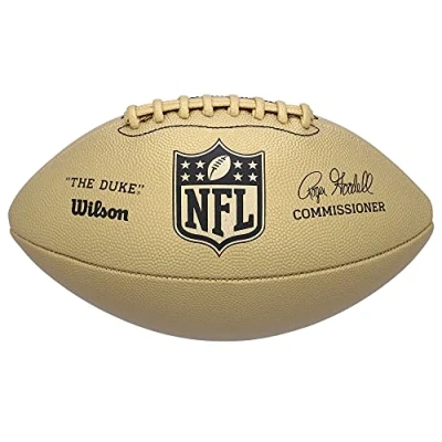 Image of Wilson NFL DUKE METALLIC EDITION American Football, Mixed Leather, Official Size, Gold, WTF1826XB