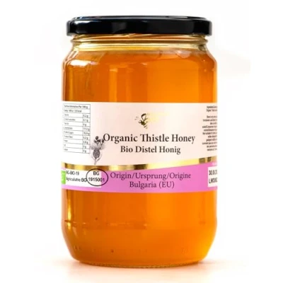 Image of 900 g Organic Raw Cardoon (Thistle Blossom) Bee Honey, Wild Thistle Flowers
