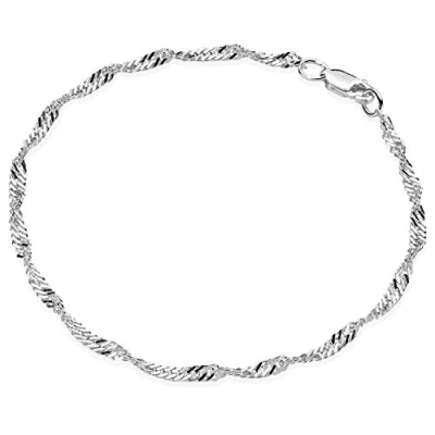 Image of Materia Women&#039;s Bracelet Chain silver 925 3 mm Singapore 17 18 19 20 21 22 cm with Lobster Clasp centimeters