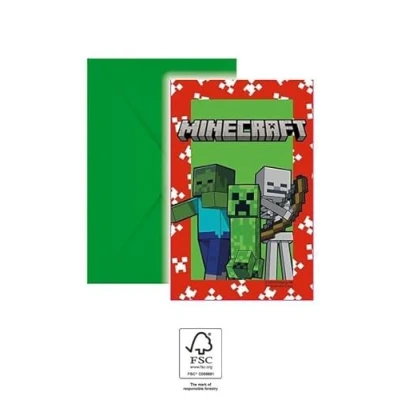 Image of Minecraft Party 6 Invitations &amp; Envelopes