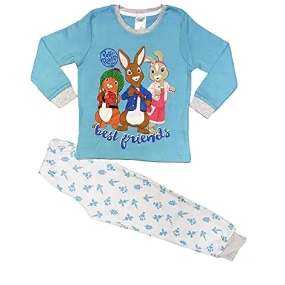 Image of Peter Rabbit Best Friends Unisex Pyjama Set. Ages 3 4 and 5 6 Years (5_years) Blue