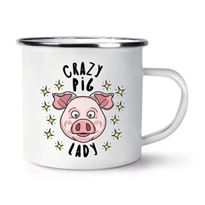 Image of Crazy Pig Lady Stars Enamel Mug Cup