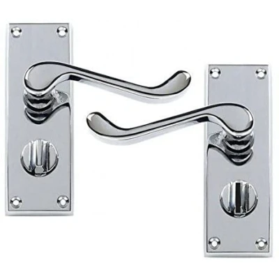 Image of Golden Grace Victorian Scroll Polished Chrome Privacy Premium Door Handles 120mm 40mm