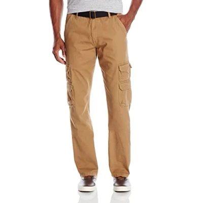 Image of Wrangler Authentics Men’s Twill Relaxed Fit Cargo Pant, Acorn Twill, 33W x 30L