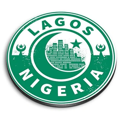 Image of 1 x Round MDF Magnet Nigeria Lagos Green Moon Star Travel 7436