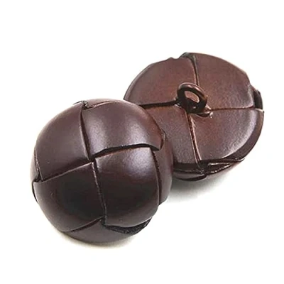 Image of 5pcs Leather Covered Buttons 15/19/21/23/26mm Black/Brown Button for Coats Jacket Buttons, Brown, 15mm