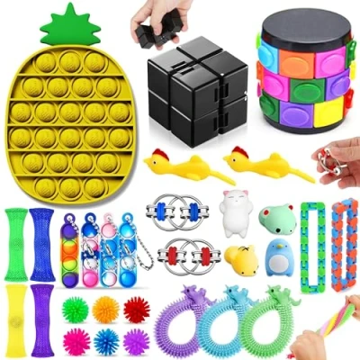 Image of Paochocky 30 PCS Fidget Toys Set,Sensory for Autism ADHD,Stress Reliever with Storage Box, Anti anxiety Sensory Toy,Infinity Cube Great Gift Kid
