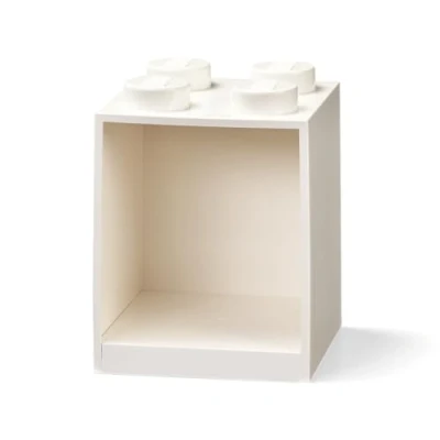 Image of LEGO Brick Shelf 4 Knobs White, Stackable Storage Box, Desk Organiser, Box for Toys, Books, and More, Home Decor, 159 x 161 47 mm