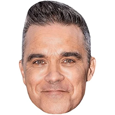 Image of Robbie Williams (Grey Hair) Celebrity Mask, Flat Card Face, Fancy Dress Mask