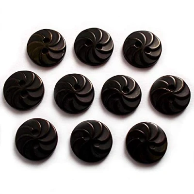 Image of Whirl Swirl 2 Hole Round Buttons 13mm Wide Pack of 10 (Black)