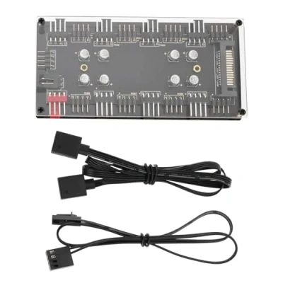 Image of OTOTEC Case Fan Hub 12V 4 Pin PWM+RGB 2 in 1 Controller 110.2x53.3x15.1mm with SATA Power Motherboard Extension Cable Cord