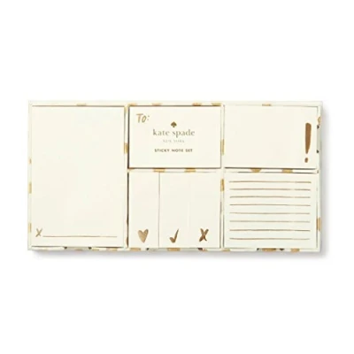 Image of kate spade new york Sticky Note Set, Gold Flamingo Dot